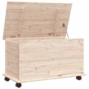 vidaXL ALTA Storage Chest with Wheels 28.7"x15.6"x16.9" Solid Wood Pine - 1 of 4