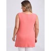 GRACE & GRANDEUR Women's Plus Size Scoop Neck Sleeveless Asymmetrical Hem with Pockets Tank Tops - 3 of 4