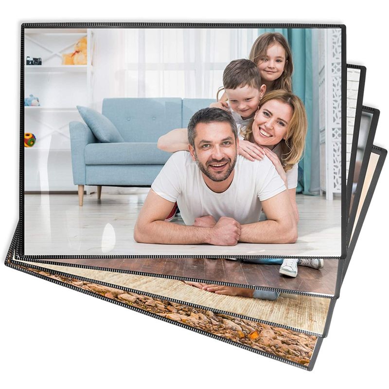 4-Pack Magnetic Picture Frames 8.5x11 Black Photo Frames A4 Size with Clear Pocket for Displaying Frame, Artwork & Schedule, 1 of 10
