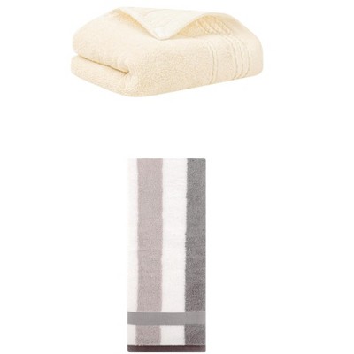 REGALWOVEN Striped Decorative Hand Towels for Bathroom Kitchen Gym 14" x 30"/13" x 29" 2 Pcs
