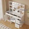 Vanity Desk with Led Lighted Mirror,Makeup Vanity with 10 Led Lights & 5 Metal Sliding Drawers, 3 Color Brightness Adjustable - 2 of 4
