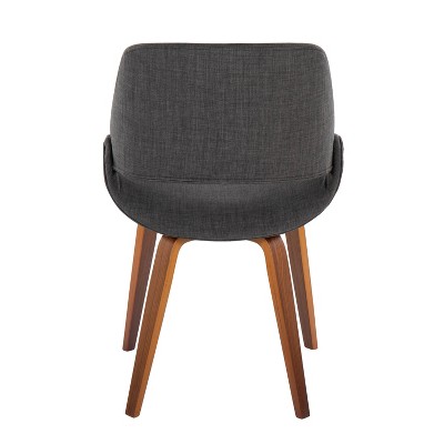 Set of 2 Walnut Wood Charcoal Upholstered Dining Chairs