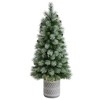 Nearly Natural 4.5-ft Nova Scotia Artificial Christmas Tree in Engraved Geometric Stone Planter - 3 of 4