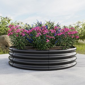 Gulches 2PCS 47.24"x11.4" Tall Round Raised Garden Beds Black Galvanized Metal Planter Boxes, Anti-Rust, Open Bottom for Drainage - 1 of 4