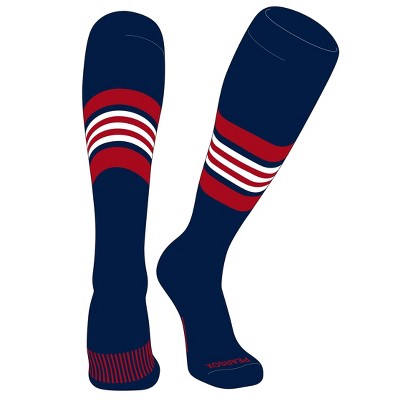 PEAR SOX Striped OTC Baseball, Softball, Football Socks (G) Navy, Red, White
