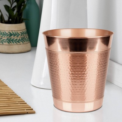 Hudson Polished Copper Stainless Steel Round Wastebasket