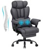 Hoffree Big & Tall Executive Linen Ergonomic Office Chair 450Lbs with 2-Point Massage Lumbar Support & Footrest Gray - 2 of 4