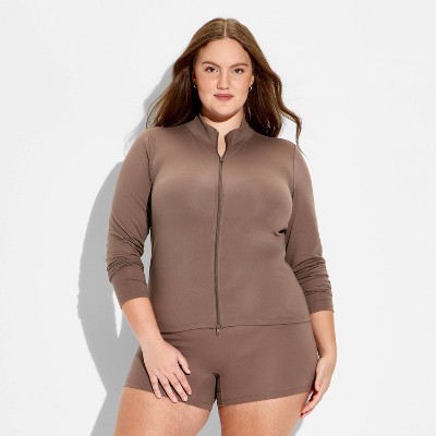 Wild Fable Women's ButterBliss Full Zip Jacket - Wild Fable™ Espresso 4X — фото 2