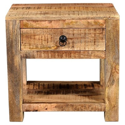 Surat Solid Wood Nightstand with 1 Drawer Brown - Timbergirl