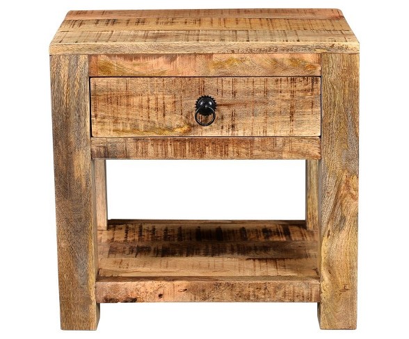 Surat Solid Wood Night Stand with 1 Drawer Brown - Timbergirl&#174;