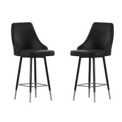 Taylor & Logan Set Of 2 Stelik Upholstered Counter Height Barstools Metal : Target