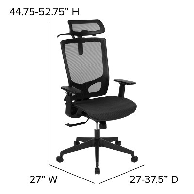 Black Mesh High-Back Ergonomic Swivel Task Chair with Adjustable Arms