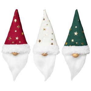 Northlight Santa Hat Gnome with Stars Clip-On Christmas Ornaments - 6" - Set of 3 - 1 of 4