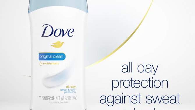 Dove Beauty Original Clean 24-Hour Women&#39;s Antiperspirant &#38; Deodorant Stick - 2pc/2.6oz, 2 of 9, play video