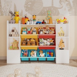 Kids Toy Organizer With 8 Removable Bins,2 Storage Cubbies & Bookshelf,Large Toy Box for Nursery, Bedroom, Classroom,Playroom - 1 of 4