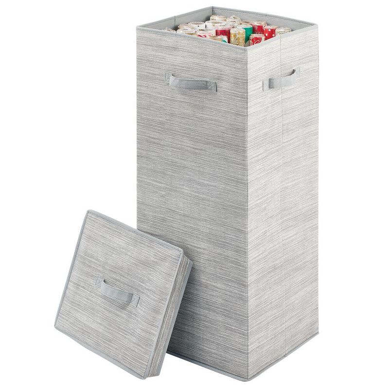 mDesign Tall Gift-Wrapping Paper Storage Box with Handles + Removable Lid, 1 of 8