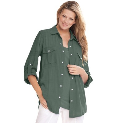Woman Within Plus Size Cotton Gauze Bigshirt