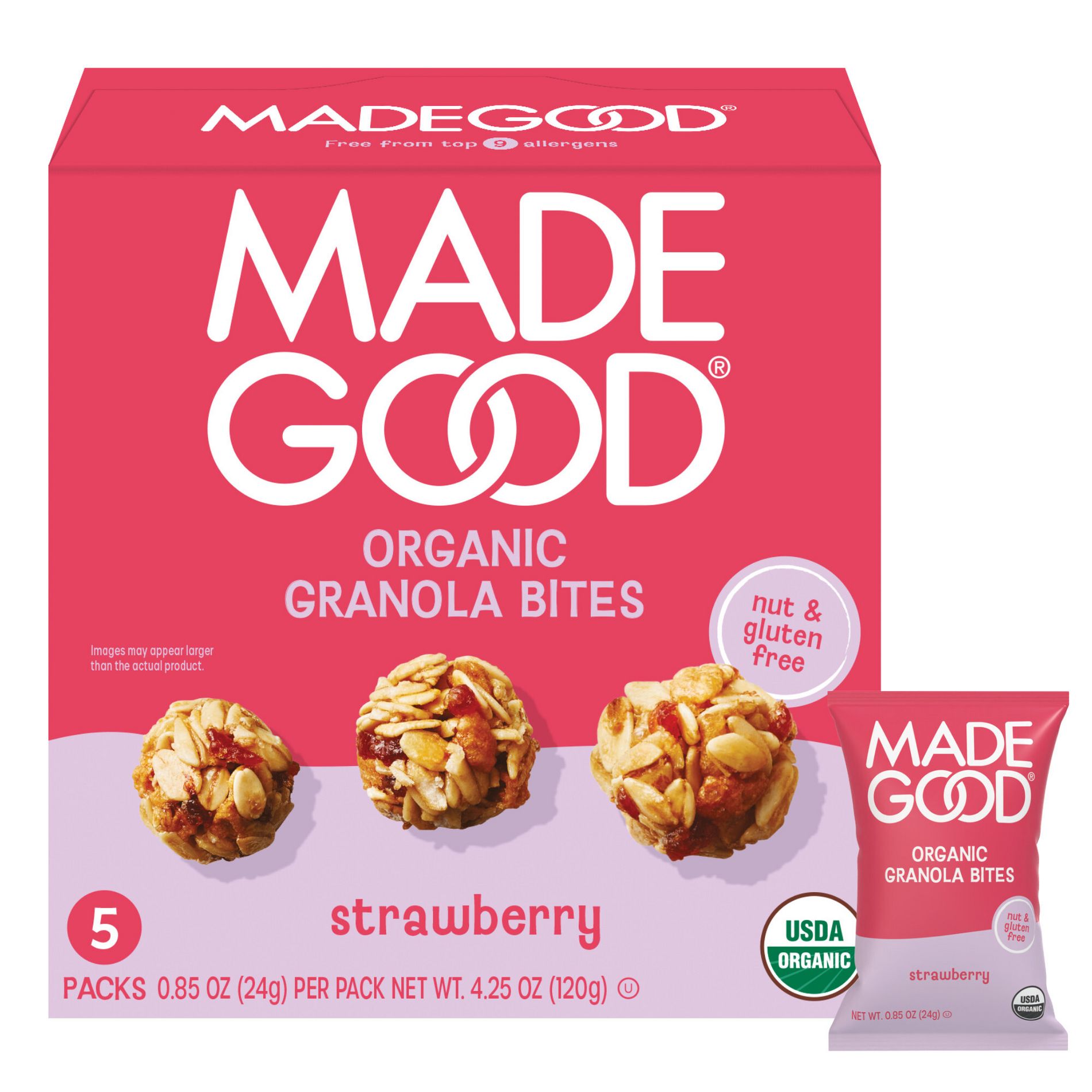 MadeGood Strawberry Organic Granola Bites - 4.25oz/5ct