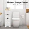 Costway White Floor Storage Cabinet Bathroom Organizer Free Standing 4 Drawers - 4 of 4