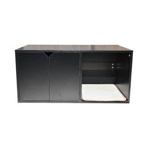 Gulches 35.83" Modern Black Cat Litter Box Enclosure - Hidden Furniture with Scratch Pad & Corrugated Cardboard Scratching Pad（1 set） - 1 of 4
