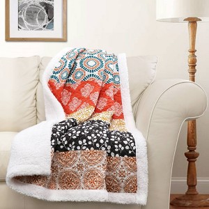 Lush Décor 50"x60" Bohemian Stripe Throw Blanket Turquoise/Orange - 1 of 4