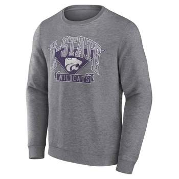 NCAA Kansas State Wildcats Men's Gray Crew Neck Fleece Sweatshirt
