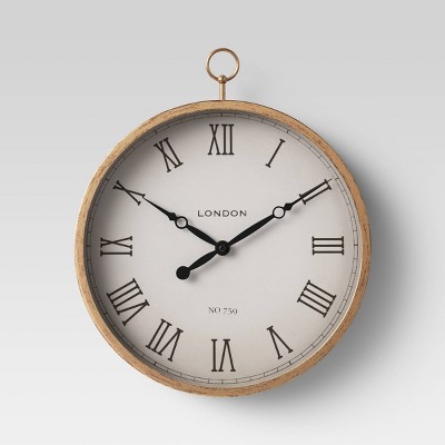 10" Thin Pocket Watch Clock Brass - Threshold™