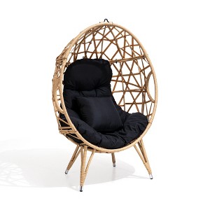 Pellebant Outdoor Patio Wicker Basket Egg Chair with Cushion, Or as Hanging Chair - 1 of 4