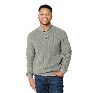 Men's  Organic Mock Neck Cardigan Stitch Sweater, Adult - 1 of 4