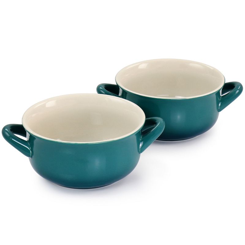 Crock Pot 2 Piece Stoneware 30oz Soup Bowl Set with Handles in Gradient Teal, 3 of 8