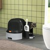 PawHut Covered Litter Box, Easy to Clean Open Including and Openable Front Cover & Litter Scoop, Gray - 3 of 4