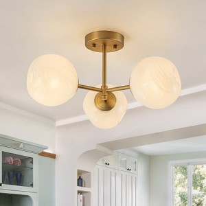 LLHZSY Cloudy Dimpled Glass Ceiling Light,19 1/2 Wide 3-Light Semi-Flush Mount Light Fixture - 1 of 4