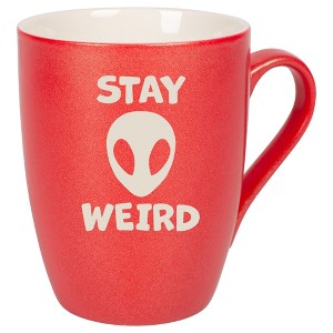 100 North Alien 10 Ounce Crimson Red Metallic Finish, Comfortably Fits Your Hands, New Bone China Coffee Tea Cup Mug, Stay Weird - 1 of 1