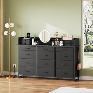 GALAXHERO 55''W Storage Organizer Unit – 16 Fabric Drawers with Charging Station, Large Storage Tower for Living Room & Hallway,Black - 1 of 1