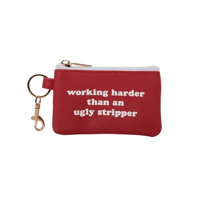Totalee Gift Working Harder Keyring Zip Wallet Polyester Red