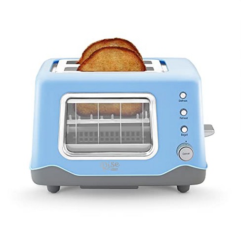 Dash Clear View Toaster Red Extra Wide Slot Toast Defrost Heat Holds 2  Slices