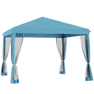Aghana Digitals Blue 10x10 Pop Up Canopy with Netting, Instant Gazebo Screen House, - 1 of 4