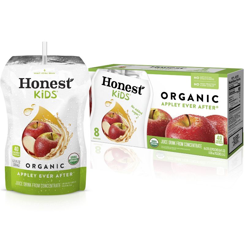 Honest Kids Appley Ever After Organic Juice Drinks - 8pk/6.75 fl oz Pouches, 1 of 8