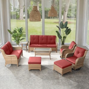Belord 8PCS Outdoor Patio Furniture Set, All Weather Outdoor Conversation Set with Sofa, Loveseat, Swivel Patio Chair, Coffee Table and Side Table - 1 of 4