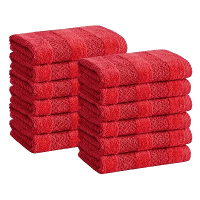 12pk Quick Dry Washcloth Set Crimson - Cannon