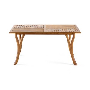 GDFStudio Baia Outdoor Acacia Wood Rectangular Dining Table, Teak - 1 of 4