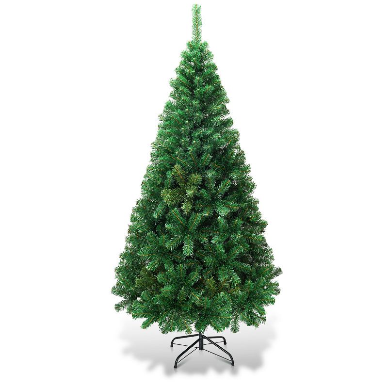 Costway 5Ft/6Ft/7Ft/8Ft Artificial PVC Christmas Tree W/Stand Holiday Season Indoor Outdoor Green, 4 of 11