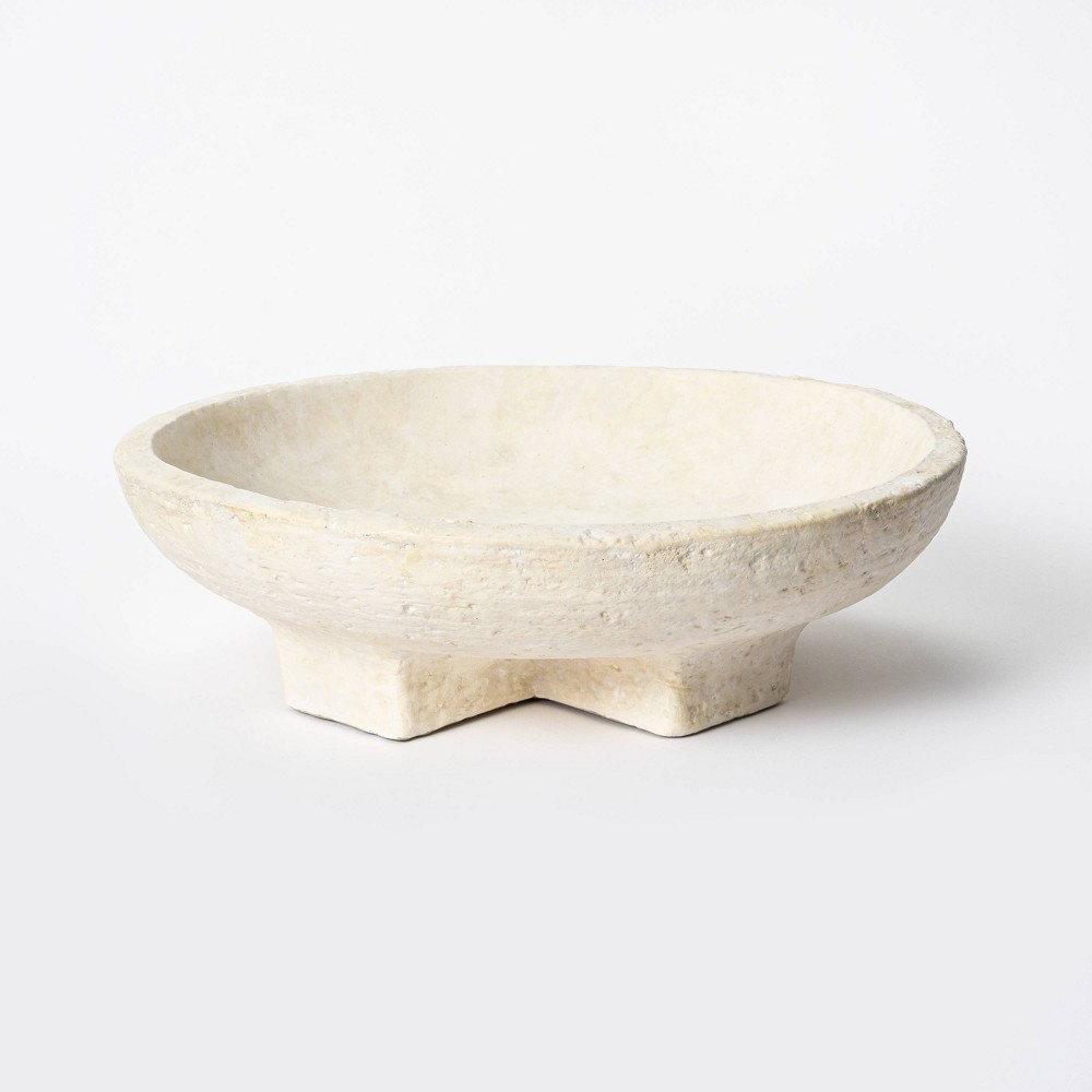 12" x 3" Decorative Terracotta Cross Base Bowl Off White - Threshold designed with Studio McGee