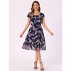 Allegra K Women's Floral Chiffon Flutter Sleeve Belted Square Neck Ruffled Hem Dress - 3 of 4