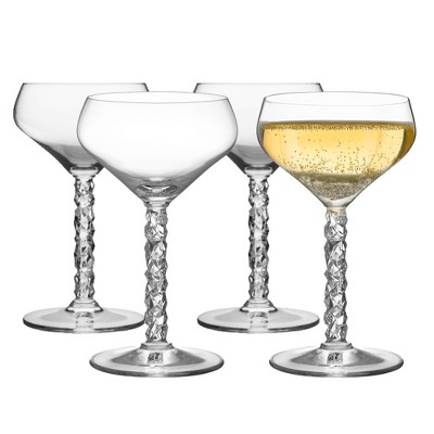 Orrefors Carat Coupe 8.4 Oz. Cocktail Glasses - Set of 4, Stemmed Cocktail Coupe Glasses - Kitchen & Dining Crystal Glassware - Dishwasher Safe