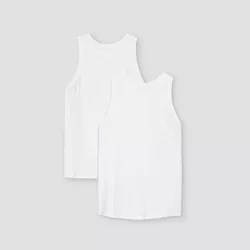 Women's Plus Size Slim Fit Ribbed 2pk Bundle Tank Top - A New Day™ White/White 4X