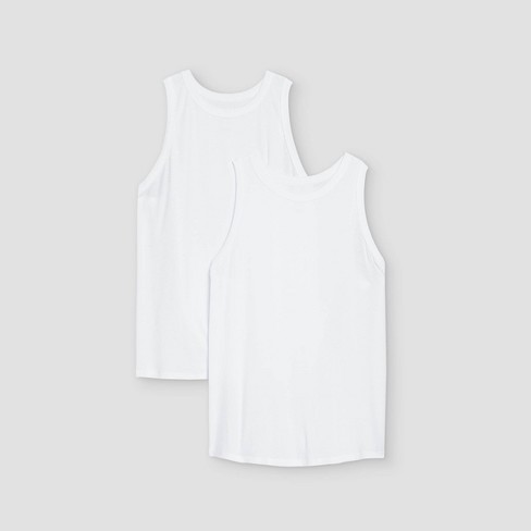 Women's Slim Fit Ribbed 2pk Bundle Tank Top - A New Day™ White/White 4X