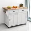 Kitchen Cart with Drop Leaf, Hidden Sliding Barn Door, Adjustable Shelves, Drawers, Lockable Wheels, Rolling Kitchen Island, Kitchen Cabinets - 2 of 4