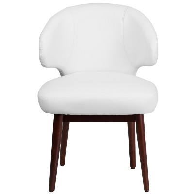 White LeatherSoft Accent Chair with Walnut Legs