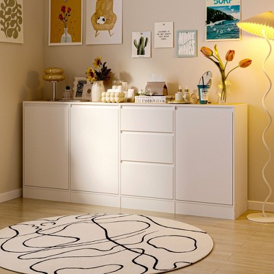 Famapy Modern Dresser Featuring Adjustable Shelving Inclined Hidden Handles and Abundant Storage Dual - Tone Aesthetic